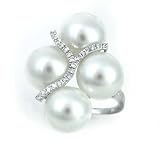14K Freshwater Button Pearl & Diamond Cluster Ring