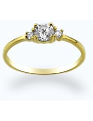 14K Baby Ring White CZ Yellow Gold Ring Size 2 To 5 For Baby, Kids And Teens