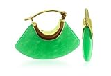 14 KT Yellow Gold Green Jade 14K Drop Earrings with Snap Hinge Closure Findings