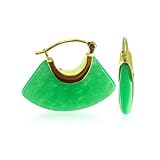 14 KT Yellow Gold Green Jade 14K Drop Earrings with Snap Hinge Closure Findings