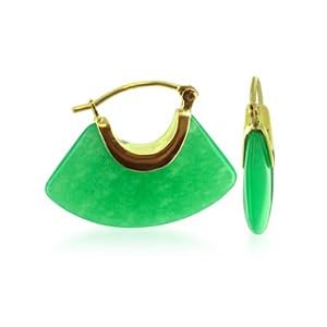 Click here to buy 14 KT Yellow Gold Green Jade 14K Drop Earrings with Snap Hinge Closure Findings by Gem Avenue.