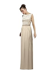 Chiffon Full Length Lace Bateau Neck Bridesmaid Dress/Wedding Dress 