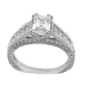 1.45ct. 14K. White Gold Radiant Cut Diamond Engagement Ring