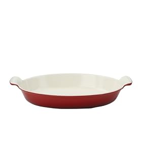 Chasseur Cast Iron Oval Gratin Dish 34 X 21 X 5cm Chilli Red