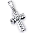 14K White Gold Diamond Cross Pendant