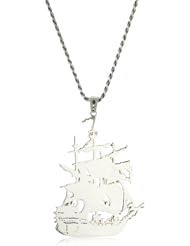 HAN CHOLO "Precious Metals" Sterling Silver with 24" Sterling Chain Big Ghost Ship Pendant Necklace