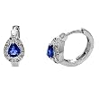 14K White Gold Sapphire and Diamond Hoop Earrings