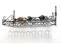 Concept Housewares WR-40701 Metal Wine Bottle and Glass Wall Rack, Matte Black