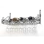 Concept Housewares WR-40701 Metal Wine Bottle and Glass Wall Rack, Matte Black