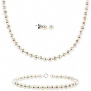 Freshwater Pearl Flower Girl Set White