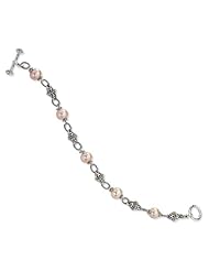 Sterling Silver w/14k 8x8.5mm Pink Cultured Pearl 7.5" Toggle Bracelet