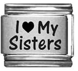 Clearly Charming I Heart my Sisters Laser Etched Italian Charm