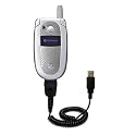 Coiled Power Hot Sync and Charge USB Data Cable w/ Tip Exchange for the Motorola V500 - Gomadic Brand