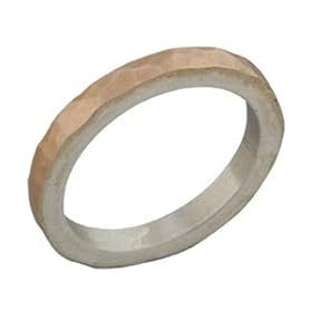 14K Rose Gold and Sterling Silver Hammered Band