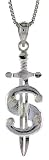 Sterling Silver 1 1/8 (29 mm) Small Diamond Cut Dollar Sign Pendant