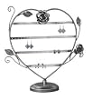 Pewter Color Heart-Shaped with Roses Earring Holder / Earring Tree / Earring Oraganizer / Earring Stand / Earring Display