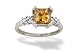 14K White Gold Genuine Square Citrine and Diamond Art Deco Ring