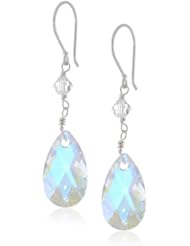 Swarovski Elements Flat Faceted Teardrop and Bicone with Sterling Silver Earwire Drop Earrings