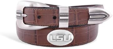 LSU Mens Brown Croco Leather Belt with Conchos - Emblems Size: 40 Brown