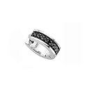 Treasure Box - Sterling Silver Black Swarovski Crystal Mens Hoop Earring