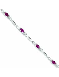 Genuine .925 Sterling Silver African Ruby And Diamond Bracelet 3.5 Grams . 100% Satisfaction Guaranteed.