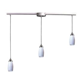 Milan - 3 Light Kitchen Island Pendant Track Lighting Fixture - Brushed Nickel - White... by Elk