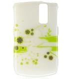 WHITE WITH GREEN BAMBOO SNAP ON HARD SKIN FACEPLATE PHONE SHIELD COVER CASE FOR BLACKBERRY CURVE 8300 8310 8330 + BELT CLIP