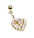 14k Bold Cubic Zirconia CZ Heart Belly Ring