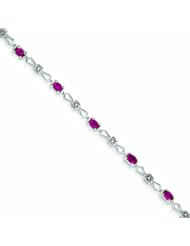 Genuine 14K White Gold White Gold With Diamond And Ruby Gemstone Bracelet 5 Grams Of Gold 100% Satisfaction Guaranteed.