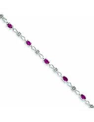2.1 Carat 14K White Gold w/ Diamond and Ruby Gemstone Bracelet
