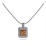 Sterling Silver Princess Champagne CZ w/ White CZ Borders