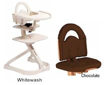Svan High Chairs from Scandinavian Child with Infant Kit and Cushion, Chocolate Cushion with Whitewash Wood