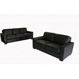 Talyessin Leather 2-pcs Sofa Set In Black