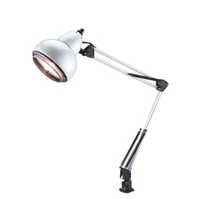 Holmes Metallic Architect Swing Arm Clamp-on Lamp, White