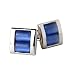 Stacked Two Piece Light Blue Fiber Optic Cufflinks with Gift Box