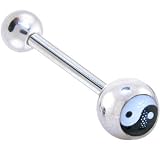 YIN YANG Symbol Logo Barbell Tongue Ring