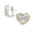 925 Silver & Diamond Heart Earrings with 14k Gold Accents (0.20ctw)
