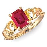 Stunning! Diamond-cut 10kYellow-gold Black Hills Gold Emerald-cut Ruby Women's Ring