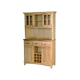 Buffet with 2-Door Hutch and Wine Rack - Natural/ Stainless Steel