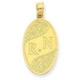 14k Polished Flat-Backed Registered Nurse Pendant