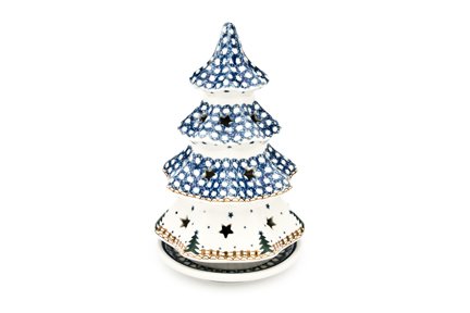 Polish Pottery Rustic Pines Medium Christmas Tree Luminary