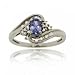 Solid 10K White Gold Bypass Ring w/ Tanzanite & Diamond