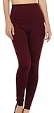 Sakkas X003XT Warm Soft Fleece Lined High Waist Leggings - Burgandy - One Size Plus