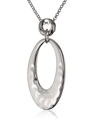 Judith Jack "Linked In" Sterling Silver Hammered Elongated Oval Pendant Necklace, 18"