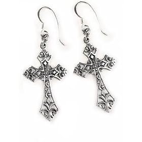 Filigree Cross Earrings Sterling Silver
