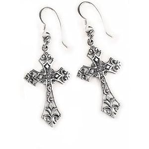 Sterling Silver Fancy Filigree CELTIC Cross Earrings