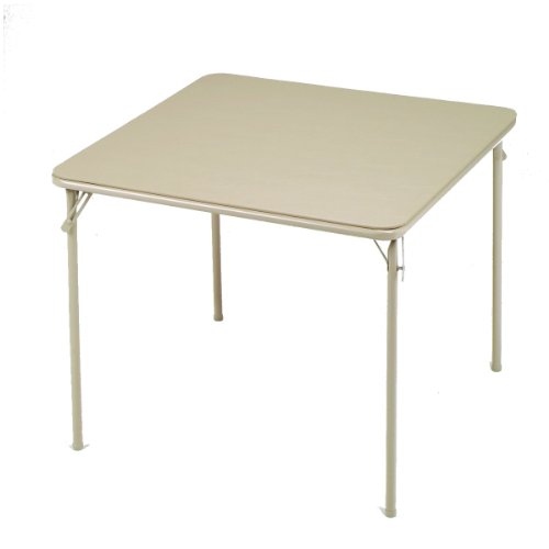 Meco Square Folding Table 34 by 34Inch Buff Frame and Buff Vinyl Top