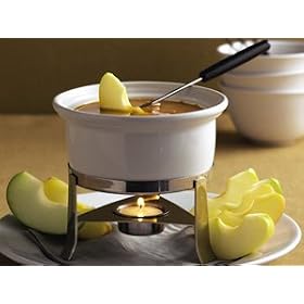 Chantal 3-Cup Ceramic Fun Fondue Set, White by Chantal - DROP SHIP