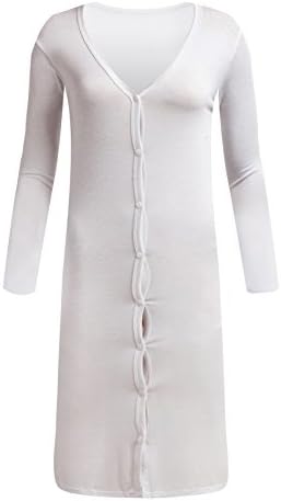 Zerdocean Women's Casual Modal Button Down Maxi Long Cardigan White, One Size
