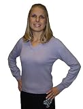 100% CASHMERE Sweater Womens Ladies Basic Vee Long Sleeve V-Neck Lavender